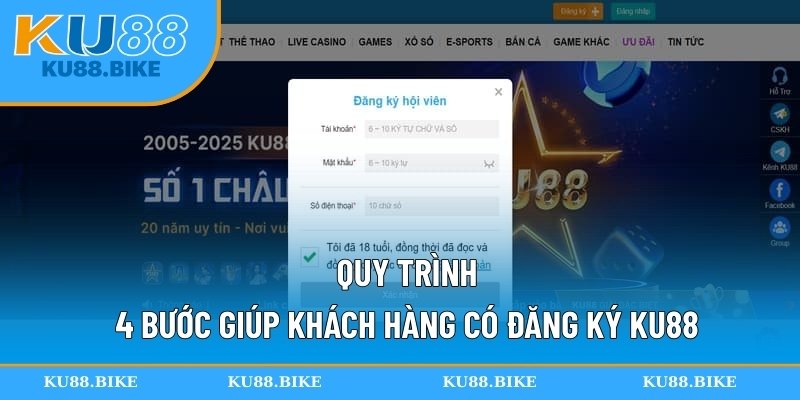 Quy trình 4 bước giúp khách hàng có đăng ký KU88